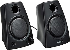 Logitech Z130 PC-Lautsprecher, Stereo Sound, 2 Lautsprecher, 10 Watt Spitzenleistung, 3,5 mm Eingang, Klarer Sound, Regler am rechten Lautsprecher, EU Stecker, PC/TV/Handy/Tablet - Schwarz