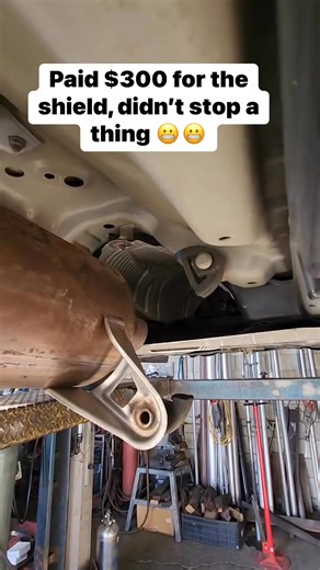 2.9M views · 17K reactions | Even with an anti-theft shield in place, the catalytic converter was stolen clean off. These guys didn’t hesitate—they just cut right through or around the shield like it wasn’t even there #mechanic #mechaniclife #Catalyticconverter #stolen #vehicle | CarHax | Facebook