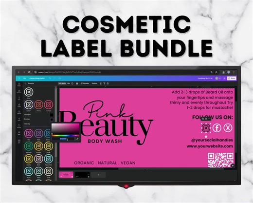 Editable Cosmetic Label Template: DIY Branding Kit (canva) - Etsy