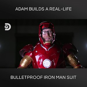 1.1M views · 10K reactions | After getting a lesson in titanium 3D printing, Adam Savage brings the iconic Iron Man suit to life! Even putting it to the test at a gun range... | Discovery Channel Australia | Facebook