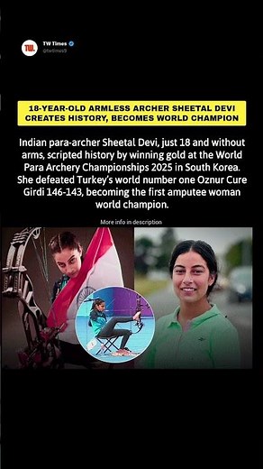 18-Year-Old Armless Archer Sheetal Devi Creates History, Becomes World Champion