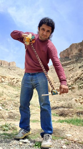 Shepherd Sling Stick Throwing for Walnut and Almond Harvesting