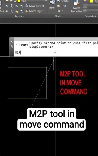 M2P tool in move command for beginners in autocad தமிழில் #autocad #shortsfeed