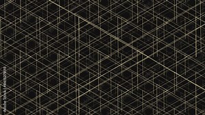 Elegant and modern black and gold geometric pattern with a grid-like design of thin diagonal lines on a black background, adding a touch of sophistication