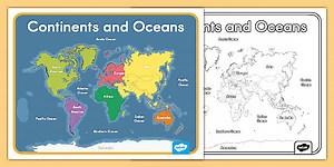 Printable Continents and Oceans Map Poster