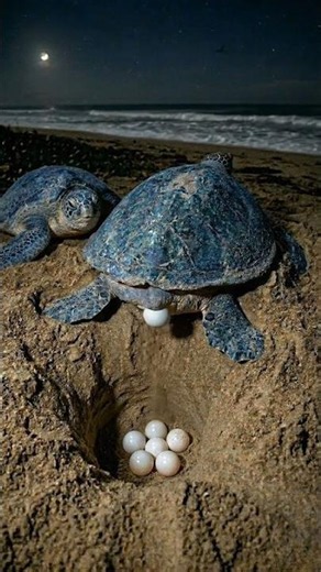 What happens after the mother turtle leaves? 🐢✨ #nature #wildlife