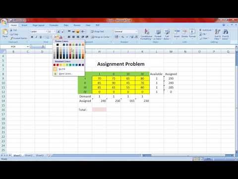 Assignment Problem solving by using Excel Solver