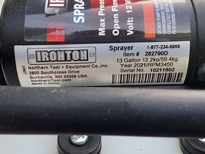 Need help! Ironton 13 gallon tow behind sprayer pump not...