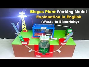 biogas plant working model explanation in english - cow dung waste to electricity | howtofunda