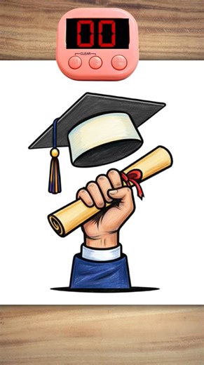 Graduation Cap and Diploma Drawing in 40 Sec #youtubeshorts #drawing g