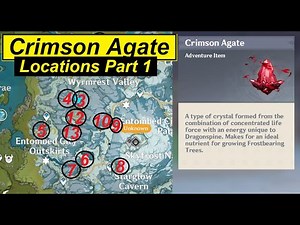 Where to find Crimson Agate Part 1 - All 13 Locations Westside of Dragonspine - Genshin Impact Guide