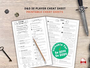 Dnd 5e Player Cheat Sheet: Beginner's Guide & Reference (PDF Download) - Etsy