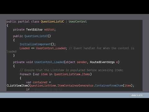 How to Access the TextEditor Control in a WPF ListView DataTemplate