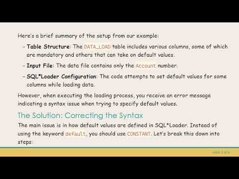 How to Set Default Values in SQL*Loader