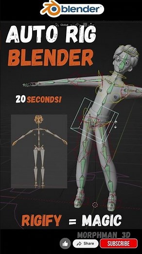 Quick Auto-Rig Using Rigify #blender #shorts #youtybeshorts #blender3d #3danimation