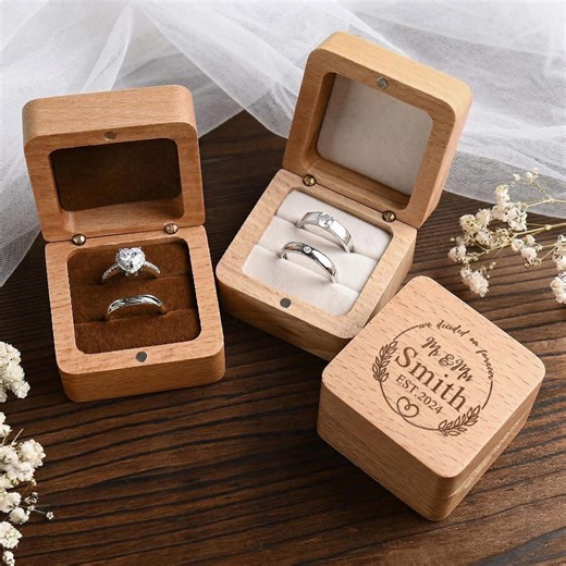 Personalized Engraved Wood Ring Bearer Box, Custom Wedding Ring Bearer Box, Proposal Engagement Ring Box With Name, Anniversary Gifts - Etsy