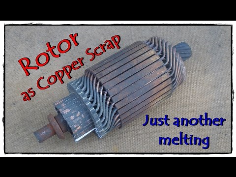 Rotor as copper scrap. Copper melting.