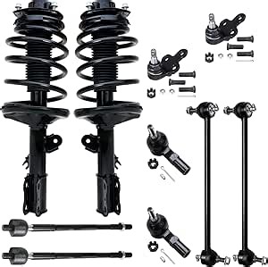 Detroit Axle - Front 10pc Suspension Kit for 1998-2003 Toyota Sienna, 2 Struts w/Coil Spring Assembly 4 Outer Inner Tie Rods 2 Sway Bars 2 Lower Ball Joints 1999 2000 2001 2002 Replacement