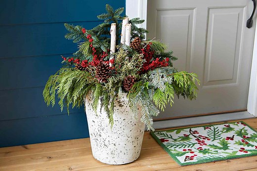 These DIY Winter Container Gardens Bring Holiday Elegance to Your Porch