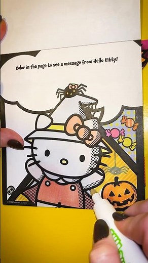 Coloring Hello Kitty Halloween Witch 💜 #Halloween #HelloKitty #Shorts