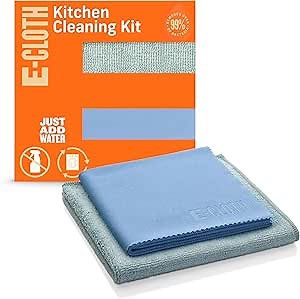 E-Cloth Kitchen Cleaning Kit, Premium Microfiber Cleaning Cloth with Scrubber, Ideal Cleaning Supplies for Kitchen Sinks and Dish Scrubber, 100 Wash Guarantee, 2 Cloth Set
