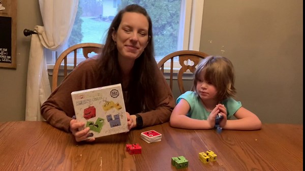 Wooden Expressions Matching Block Puzzle Educational Games Montessori STEM Toy for Kids Preschool Ages 3 Years and Up,Face-Changing Cube Building Blocks (16 Blocks, 64 Cards)