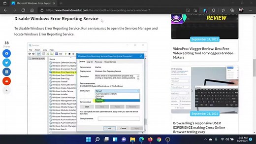 What is Windows Error Reporting Service?