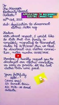 Application to disconnect electric connection| Electric meter disconnection letter