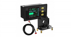 Charge-Discharge Meter 0-90V 100A DC Voltage, Amperage, Power, Battery Capacity Amp-Hour Watt-Hour Time Multimeter, LCD Digital Volt Current AH WH Watt Tester with Hall Sensor 2m Shielding Wire