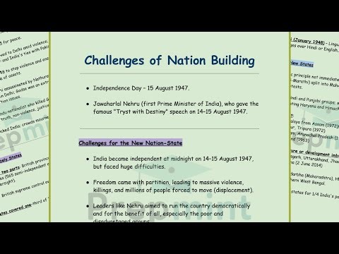 Challenge of Nation Building Class 12 Notes | Pol Science| Class 12 | Challenge of Nation Building