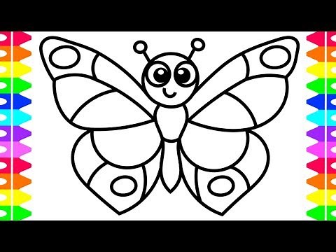 LEARN HOW TO DRAW A BUTTERFLY EASY| COLORING PAGES FOR KIDS| TODDLERS| BABIES| COLORED MARKERS