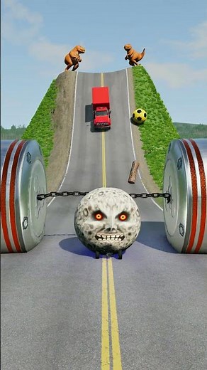 Cars & Ambulance Van vs Chained Hydraulic Crush - BeamNG.drive