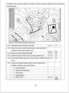 1.9 Refer to the synoptic weather map below. Use the synoptic w... | Filo