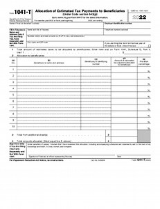 2022 Form IRS 1041-T Fill Online, Printable, Fillable, Blank - pdfFiller