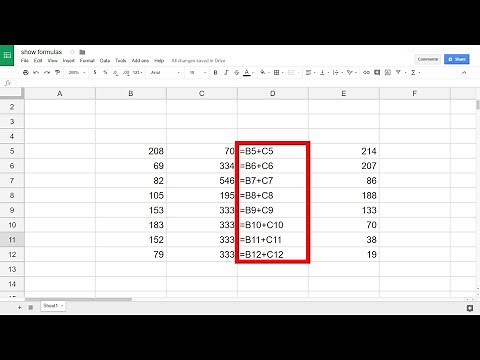 Google Sheets - Show Formulas