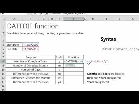 Subtract Dates in Excel using the DATEDIF Function