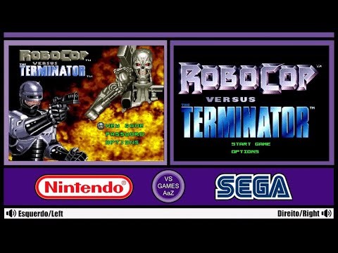 Robocop vs The Terminator - Hardware Original(SNES VS Mega Drive) Comparison Side by side(Cabo RCA)