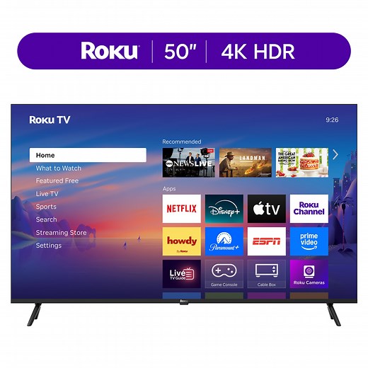 Roku Smart TV 2025 – 50-Inch Select Series, 4K HDR TV – Roku TV with Enhanced Voice Remote
