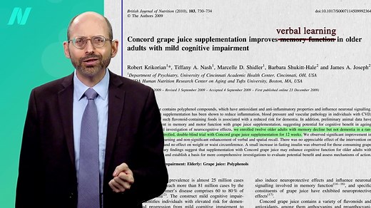 Grape juice and whole grapes are put to the test for brain function, including cognitive decline in early Alzheimer’s. The video sources, transcript, and doctor's notes are available here: http://bit.ly/33g0dE2 | NutritionFacts.org