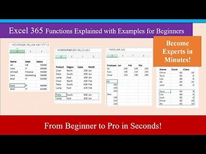 Excel Tutoring 2025: Excel 365 Functions Explained with Examples | Excel for Beginners