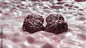 Cancer cell growth uncontrollably over tissue, Tumor infection cells and spreading, Invasive inflammation metastasis cancerous. reproduce by duplicating, cells expanding, Melanoma Cancer, 3d render