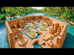 200 Days Building an Epic Clay Mini Golf City with Entertainment Complex Using Primitive Tools