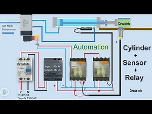 Automation / Pneumatic Cylinder with Sensor and Relay / Reed Switch/8 Pin relay/wiring/Circuit