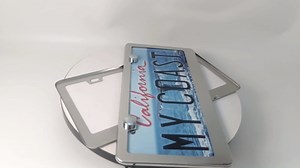 Aootf Stainless Steel License Plate Frames- Heavy Duty Polish Mirror Car Tag Cover with Chrome Screw Caps, 2 Hole 2 Pack Front & Rear Holders for Women/Men, Tire Valve Caps, Rattle Proof Pads