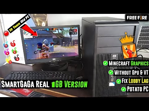 How To Play Free Fire In 1GB Ram PC Without GPU & VT (Smartgaga Minecraft Graphics)