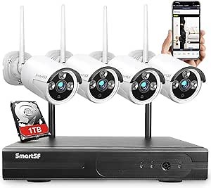Amazon.com : Wireless Security Camera System with 1TB Hard Drive, Security Cameras 1080P with 24/7 Video Audio Recording, IP66 Weatherproof Indoor Outdoor Camera, Plug and Play, Remote Access, Motion Detection : Electronics