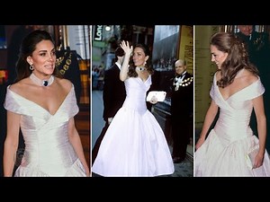 Awe! Catherine STUNS In Daring Off-the-Shoulder V-Neck Dress By Gucci For An Official Engagement