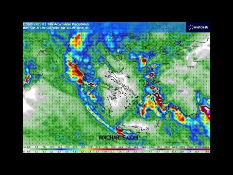 ECMWF HRES – 15ήμερη Πρόγνωση Καιρού για την Ελλάδα | Θερμοκρασία, Βροχή & Χιόνι (WXCharts) 21-12-25