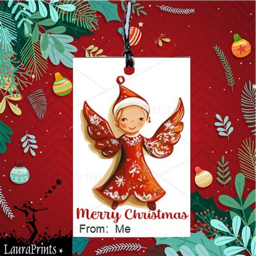 Printable Christmas Angel Gift Labels, Editable Xmas Tags (digital Download) - Etsy