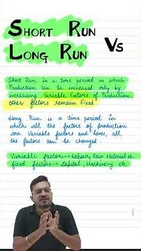 SHORT RUN AND LONG RUN IN ECONOMICS I CLASS 11 MICROECONOMICS I SHORT RUN PRODUCTION FUNCTION